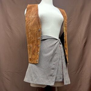 Cream Houndstooth mini wrap skirt high waisted